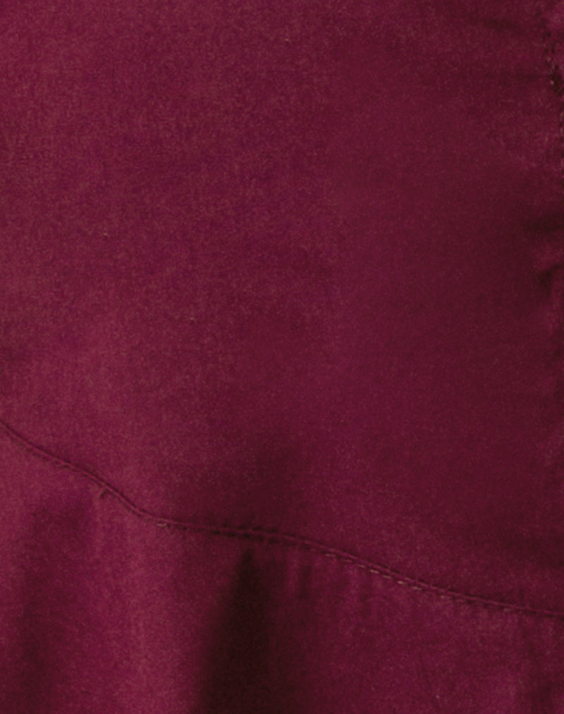 Devlin V Neck Blouse in Poplin Burgundy
