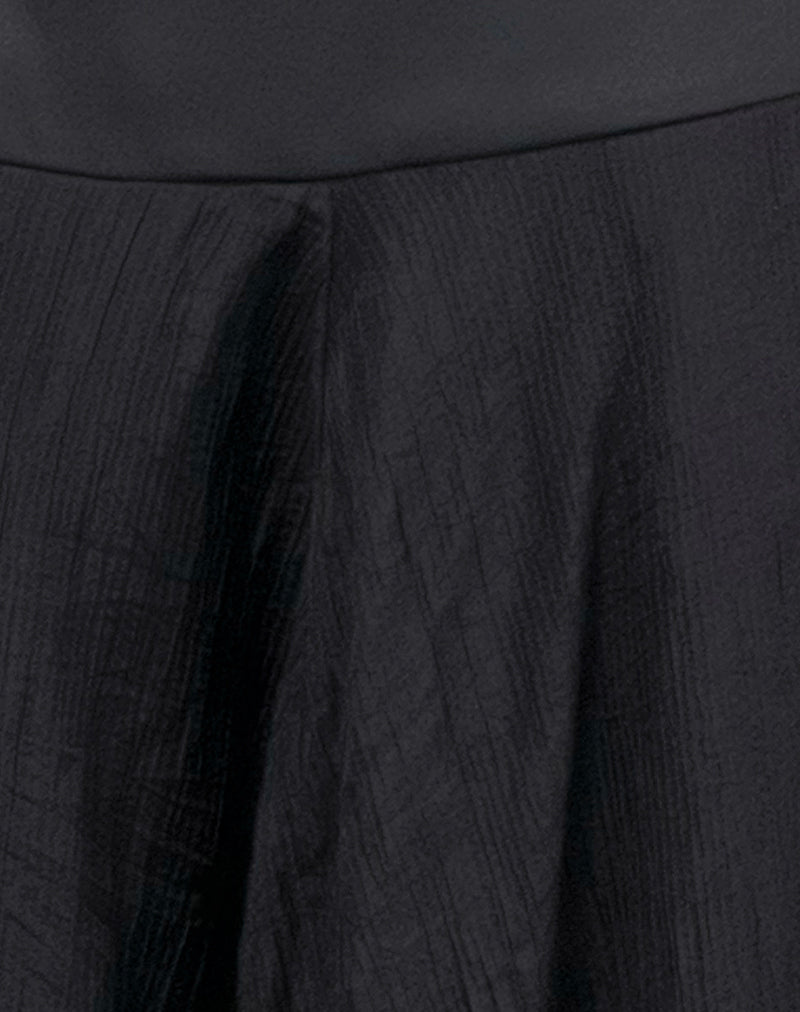 Diera Satin Chiffon Midi Skirt in Black