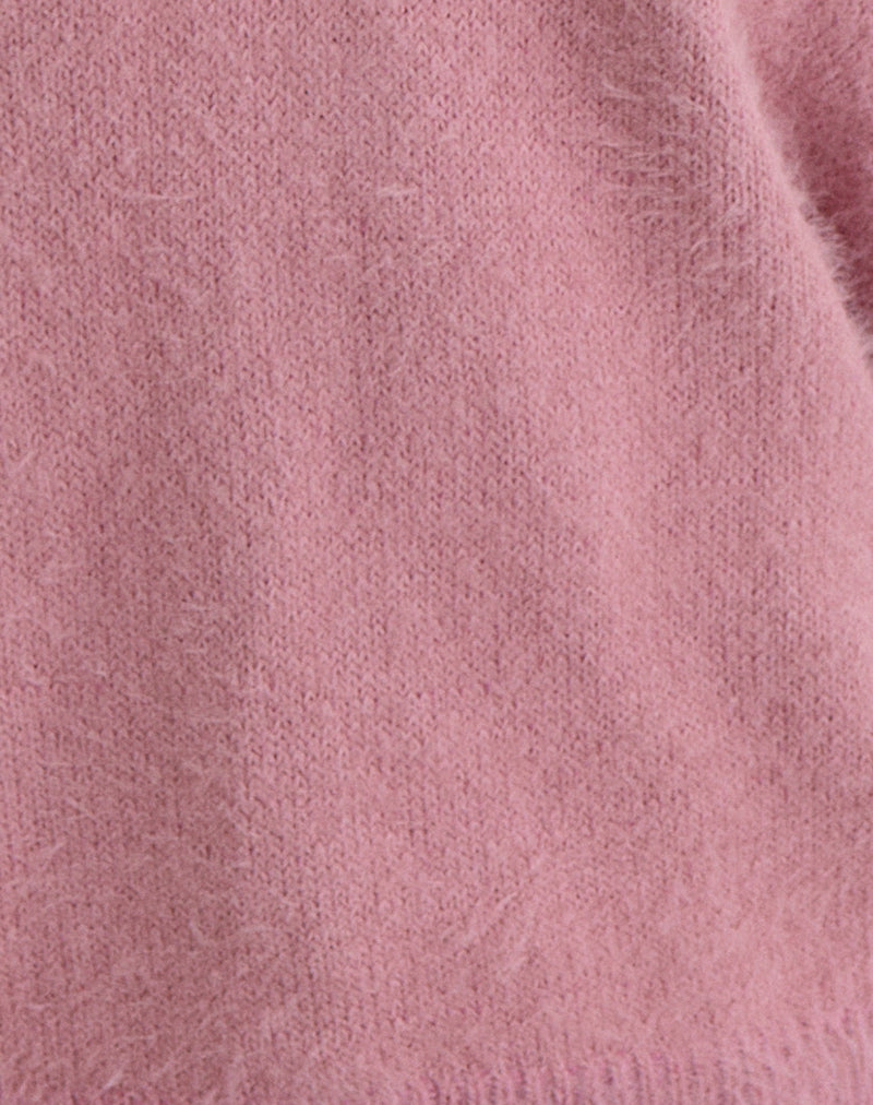 Dikara Jumper with Scarf in Knit Dusty Pink