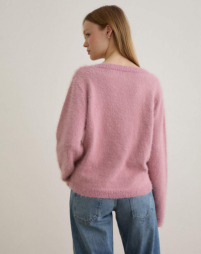Dikara Jumper with Scarf in Knit Dusty Pink