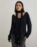 Dikara Jumper with Scarf in Knit Black