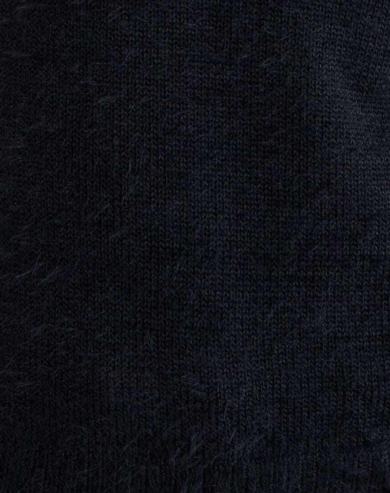 Dikara Jumper with Scarf in Knit Black