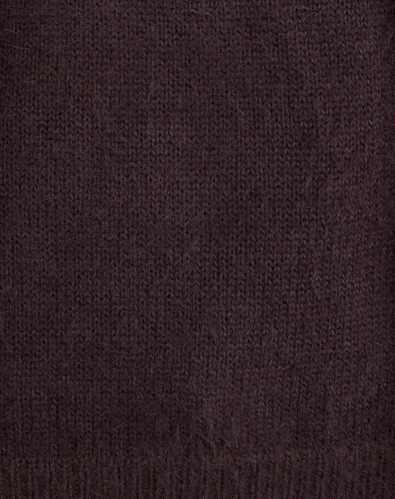 Dikara Jumper with Scarf in Knit Brown