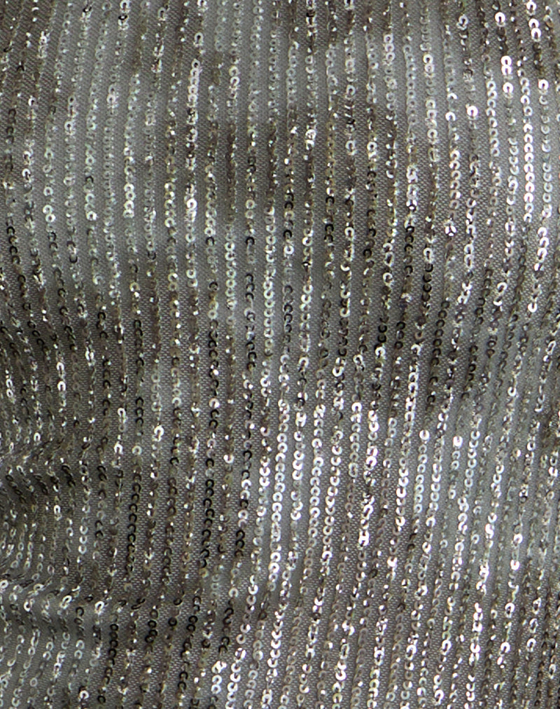 Dikta Asymmetric Mini Dress in Sequin Green Grey