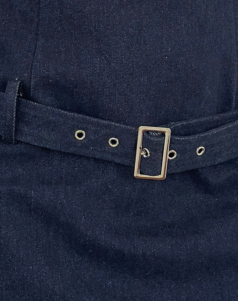 Dilshan Belted Mini Dress in Chambray Indigo