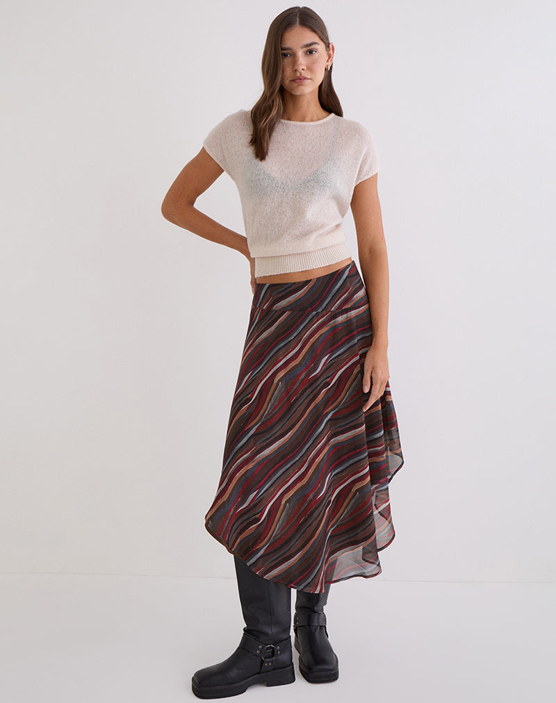Diona Midi Skirt in Chiffon 70's Shadow Stripe