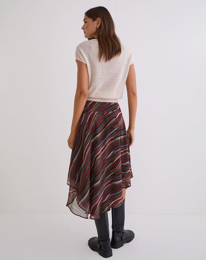 Diona Midi Skirt in Chiffon 70's Shadow Stripe