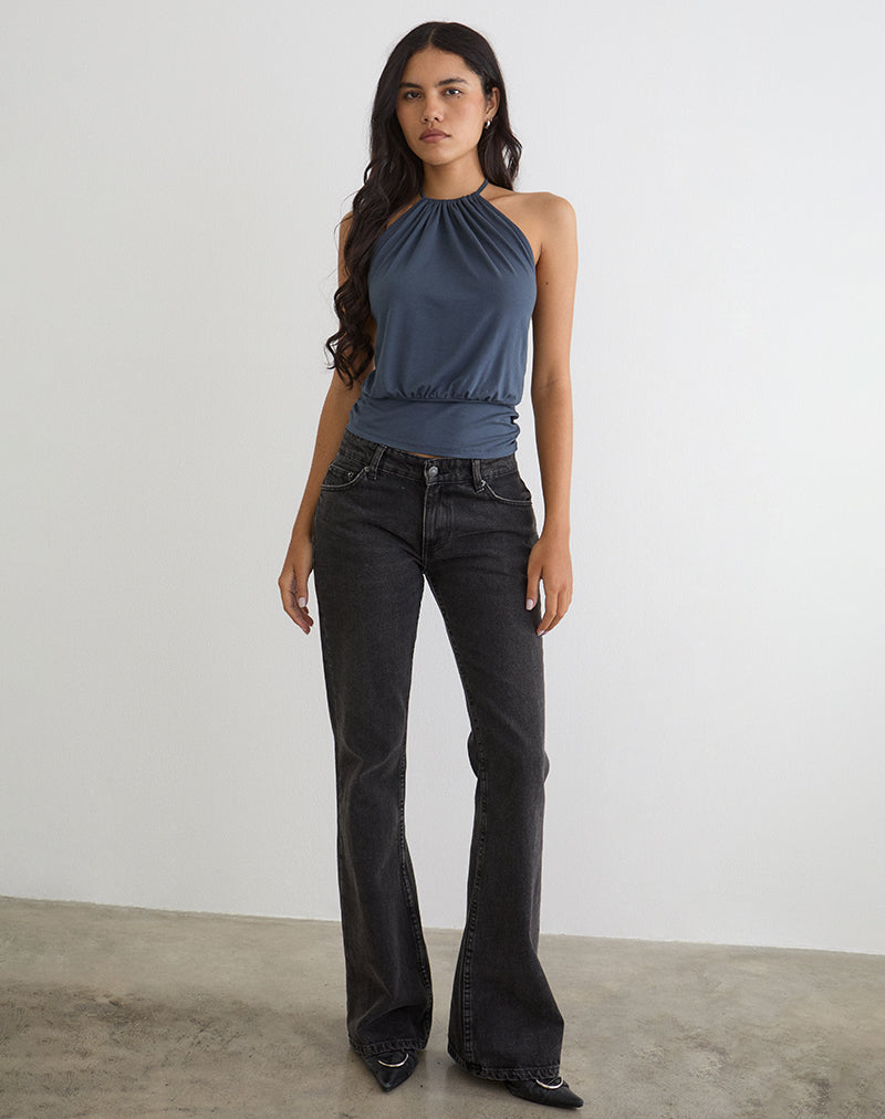 Diraka High Neck Top in Jersey Ocean Storm