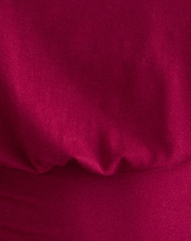 Diraka High Neck Top in Rayon Jersey Burgundy