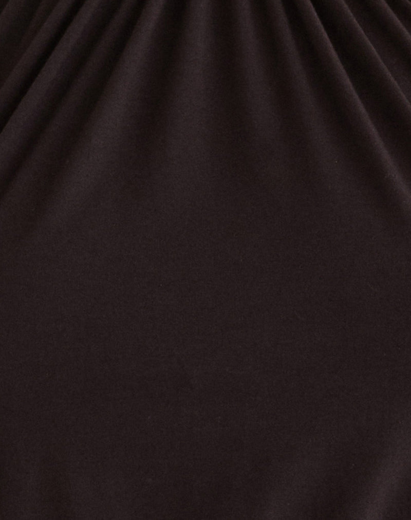 Diraka High Neck Top in Rayon Jersey Chocolate Brown