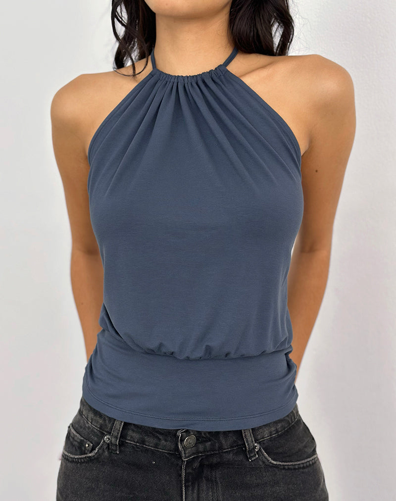 Diraka High Neck Top in Jersey Ocean Storm