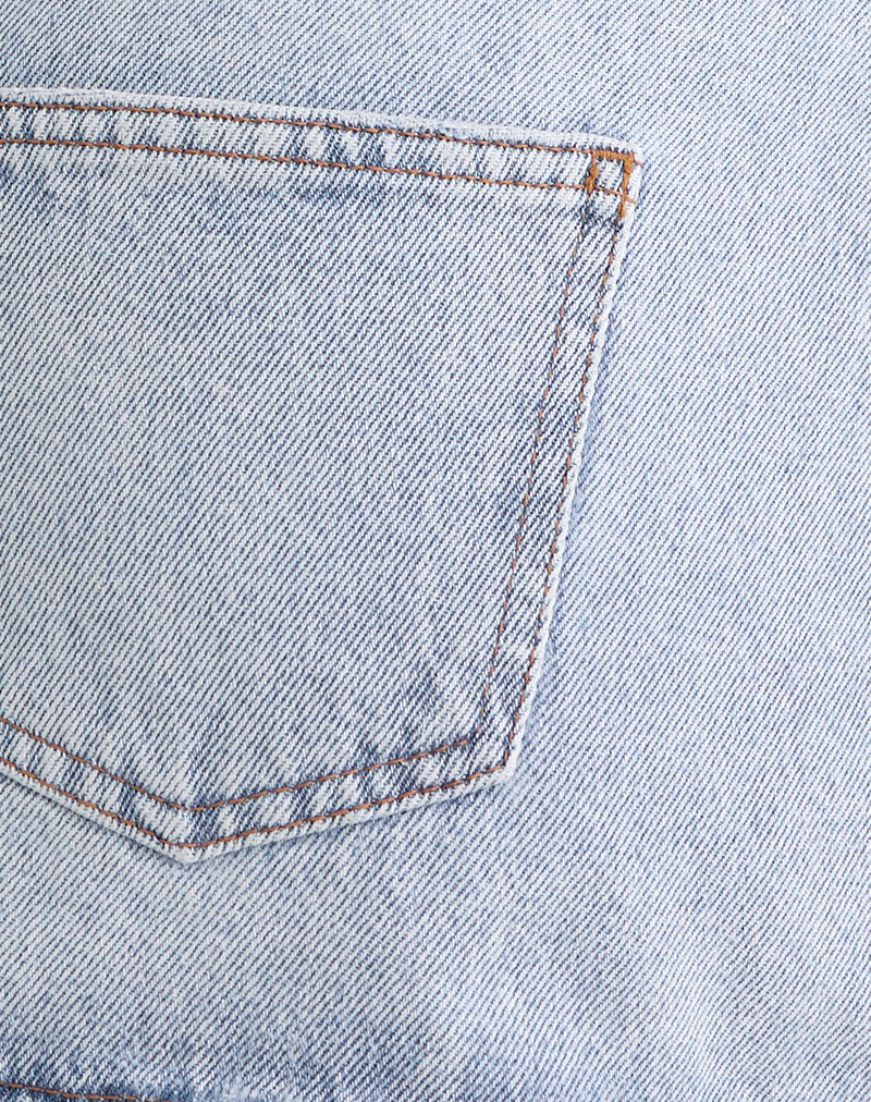 Distressed Mini Skirt in Blue Bleach