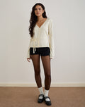 Divya Cardigan with Tie in Knit Cream