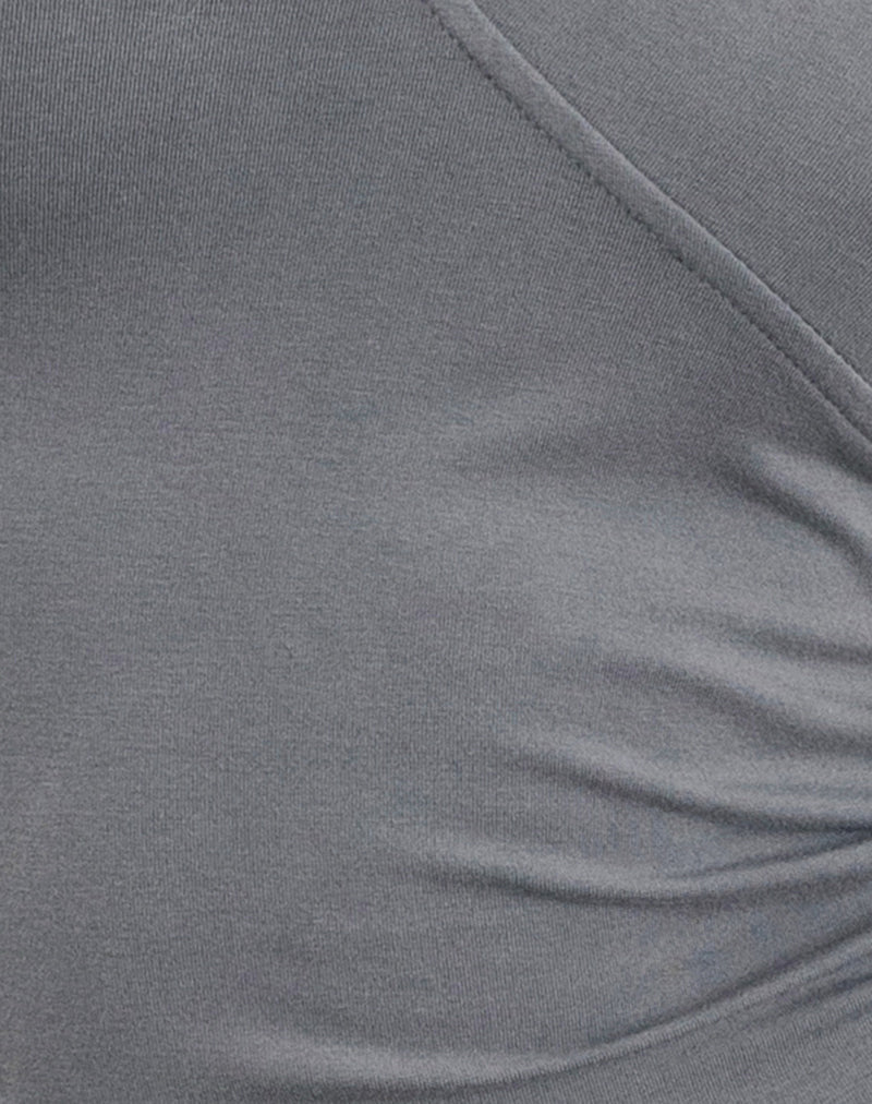 Dolores Wrap Top in Rayon Jersey Grey