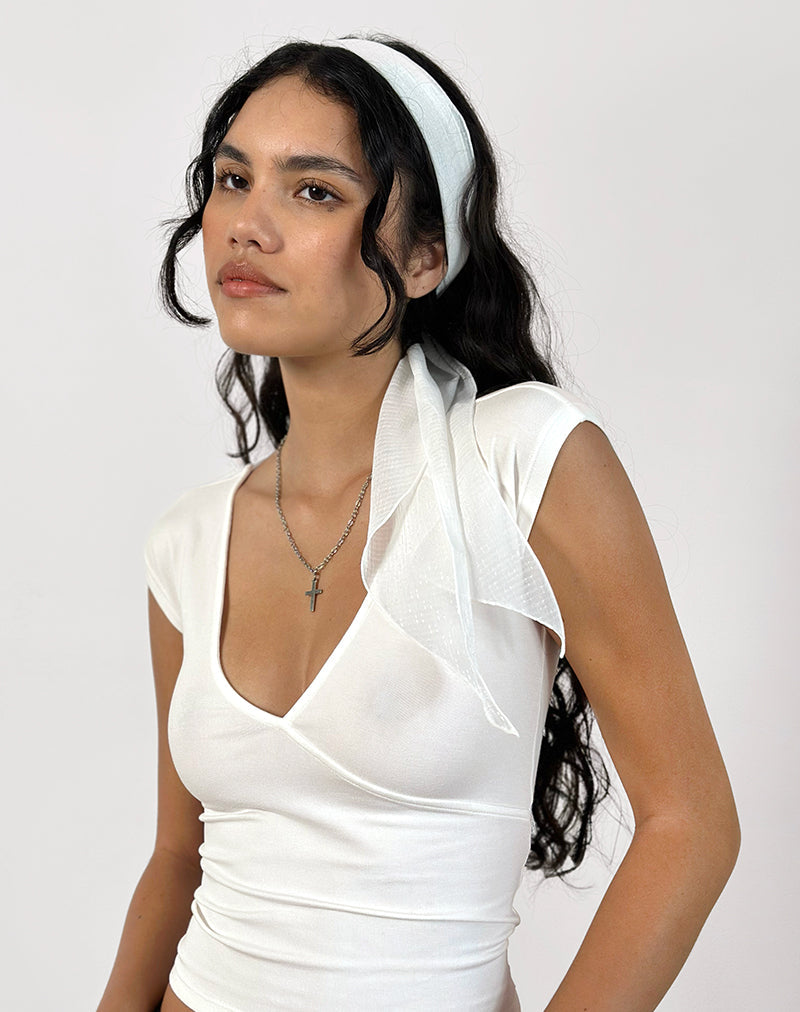 Hairband in Textured Chiffon White