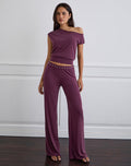Donika Studded Waistband Trouser in Plum