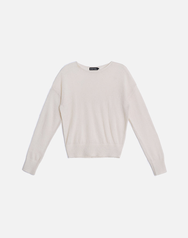 Dorina Long Sleeve Top in Knit Ecru