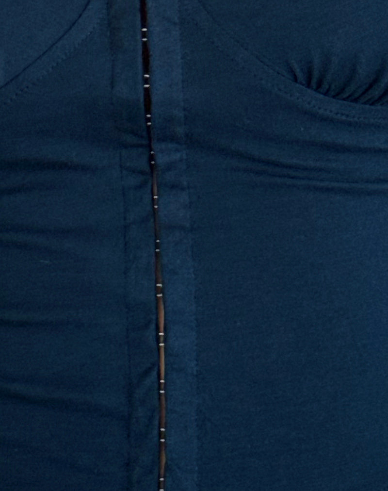 Dovica Lace Trim Corset Top in Navy