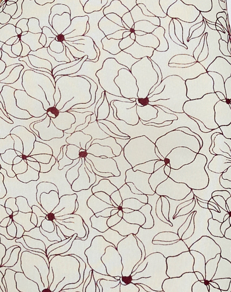 Druvish Midi Dress in Line Flower Cream