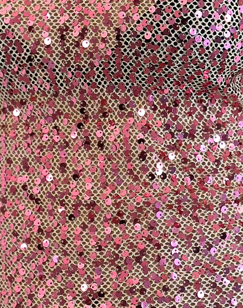 Dudley Vest Top in Sequin Mesh Rose Gold