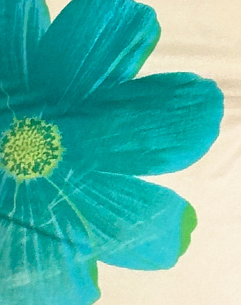 Dudley Vest Top in Buttermilk with Blue Painted Flower