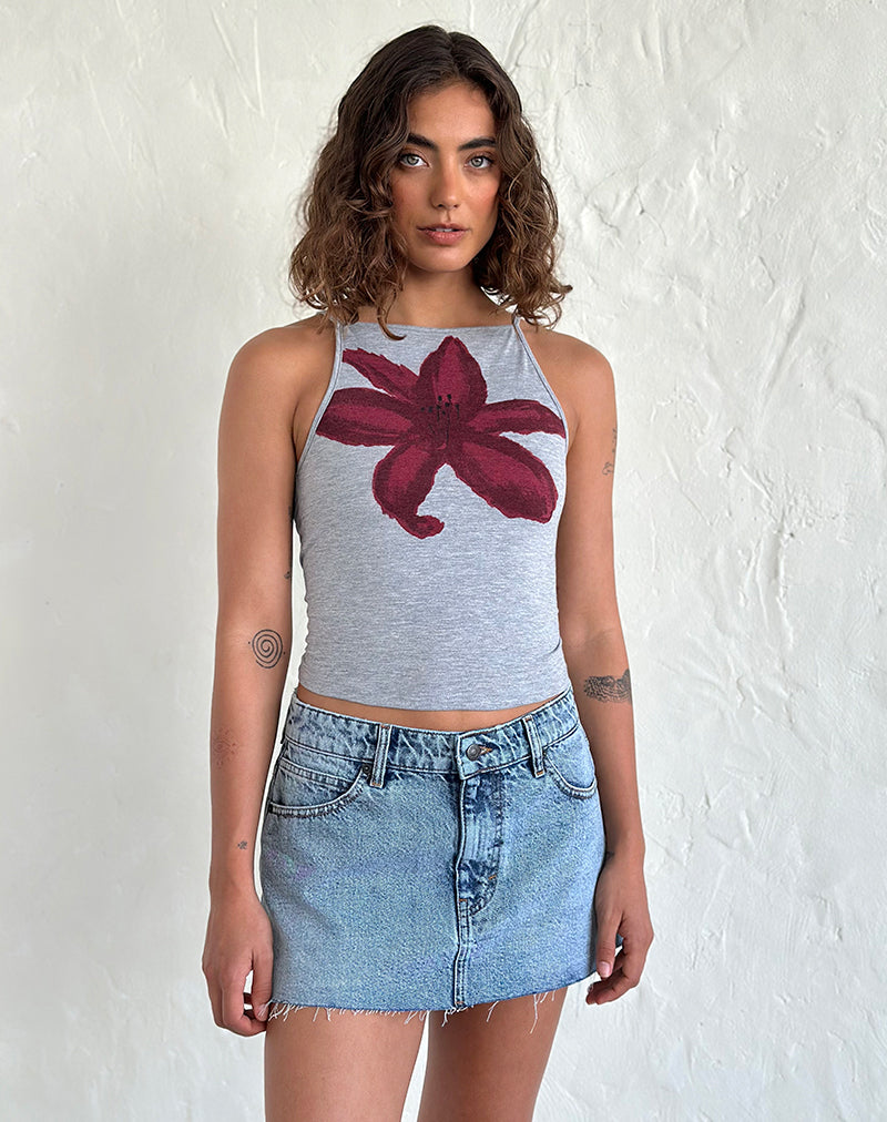 Raw Hem Denim Mini Skirt in Vintage Blue Wash