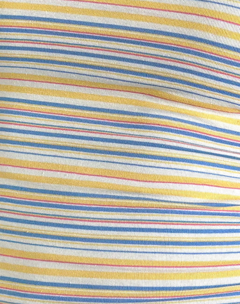 Dudley Vest Top in Blue, White and Yellow Stripe