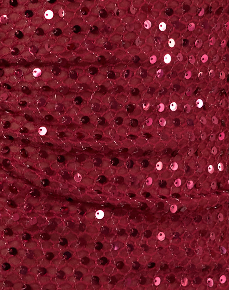 Dudley Vest Top in Sequin Knit Burgundy