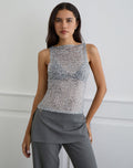 Dudley Vest Top in Sequin Knit Dark Silver