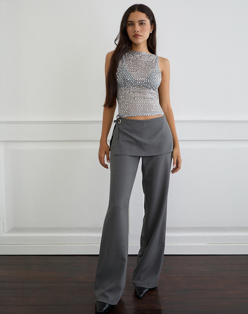Elka Wrap Trouser in Tailoring Charcoal