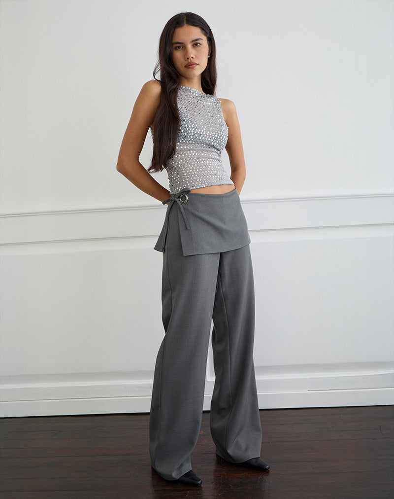 Elka Wrap Trouser in Tailoring Charcoal