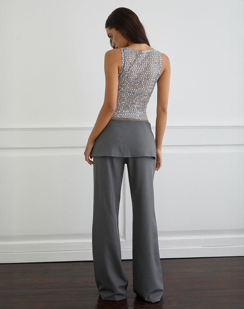 Elka Wrap Trouser in Tailoring Charcoal