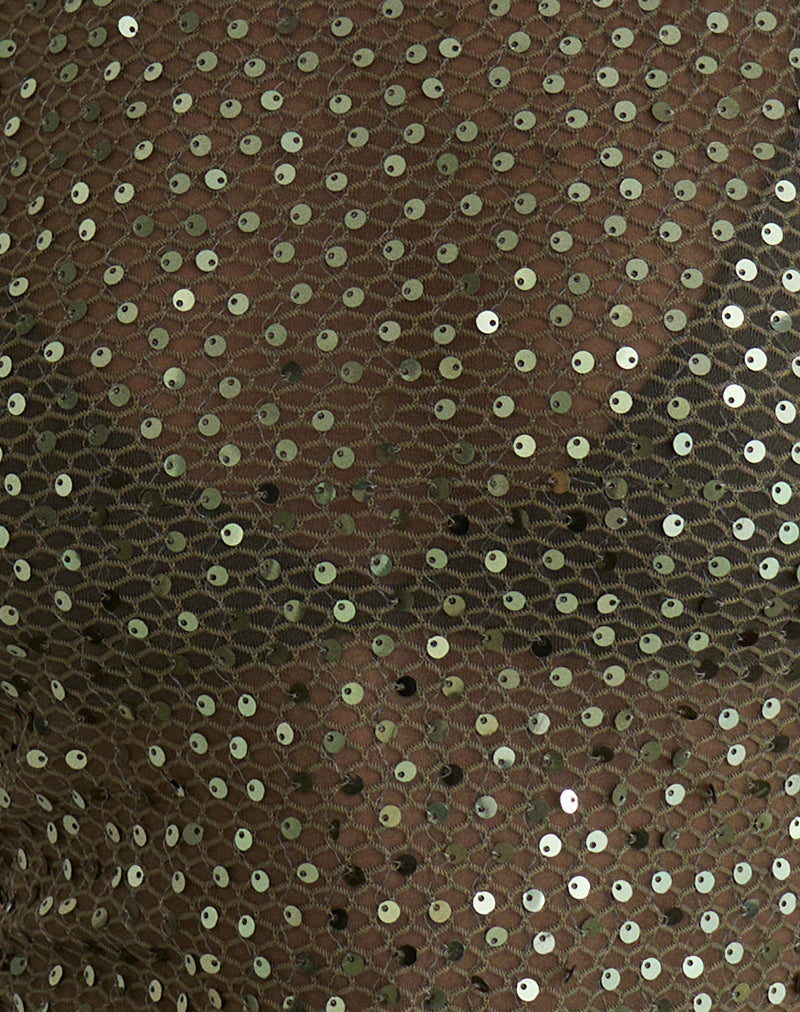 Dudley Vest Top in Sequin Knit Olive