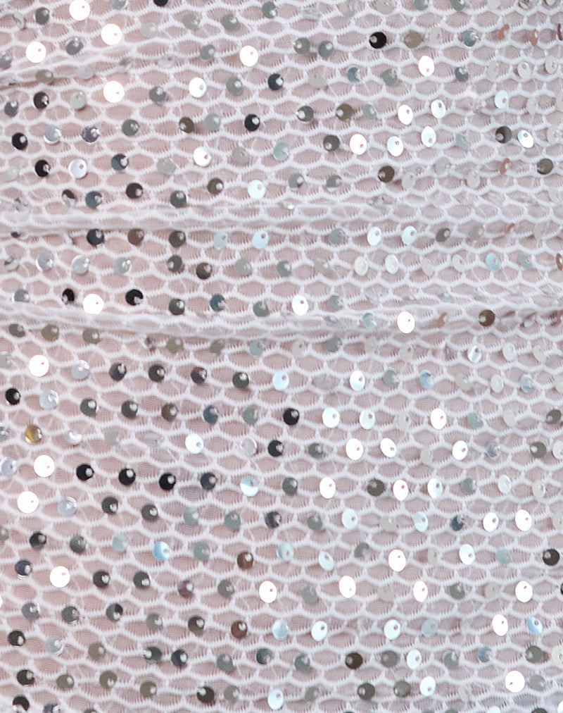 Dudley Vest Top in Sequin Knit Silver