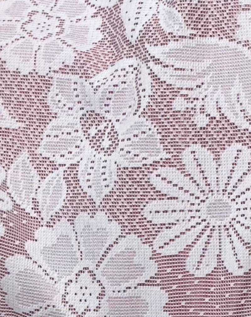 Dune Bag in White with Lace Pink Binding