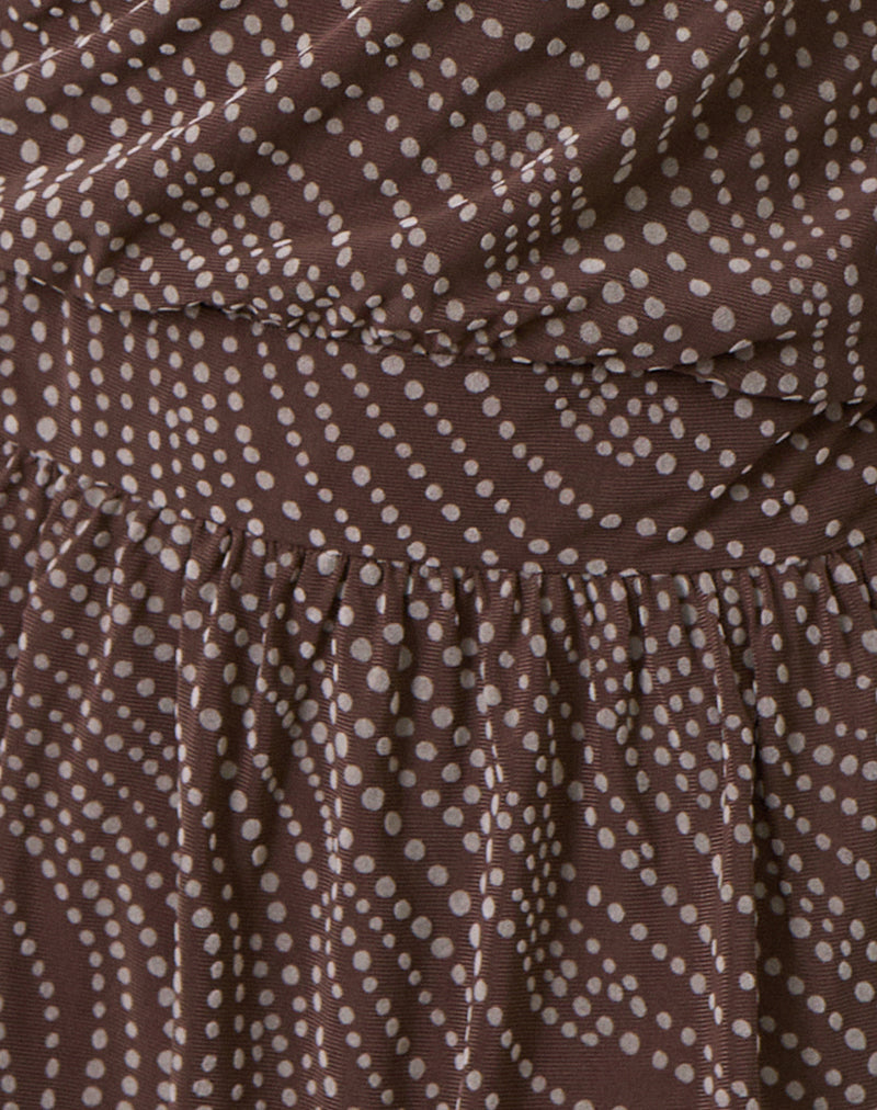 Dyle Mini Dress in Abstract Polka Flock Brown