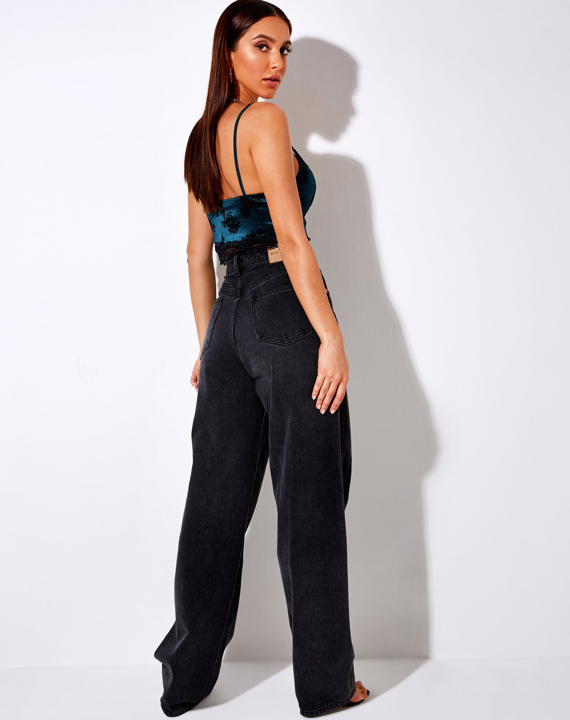 Dyrana Crop Top in Rose Flock Forest Green