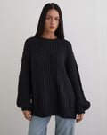 Daren Knitted Oversized Jumper in Black
