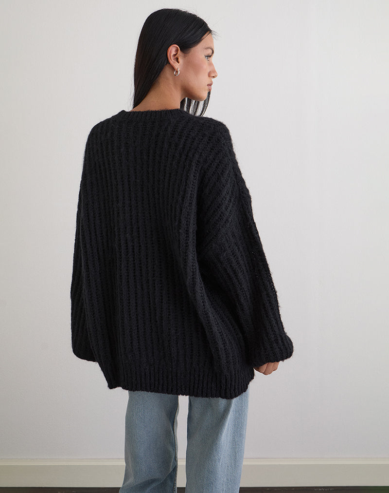 Daren Knitted Oversized Jumper in Black
