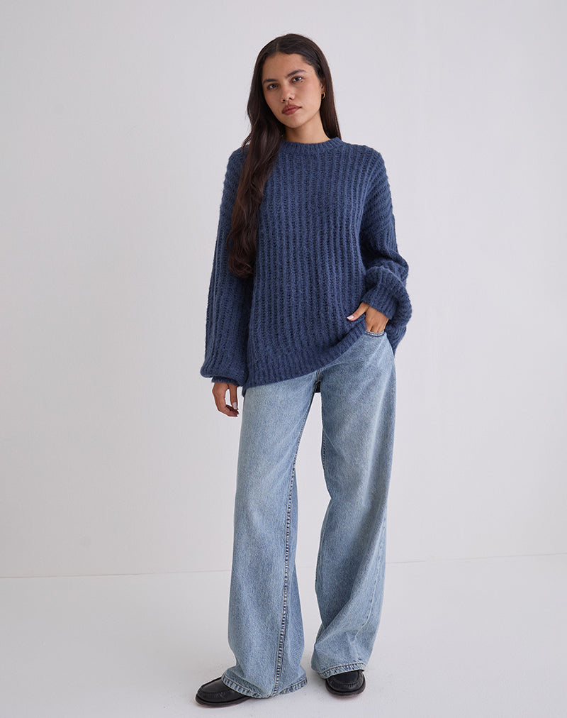 Daren Oversized Knitted Jumper in Navy