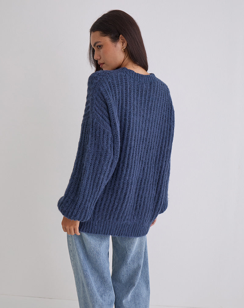 Daren Oversized Knitted Jumper in Navy