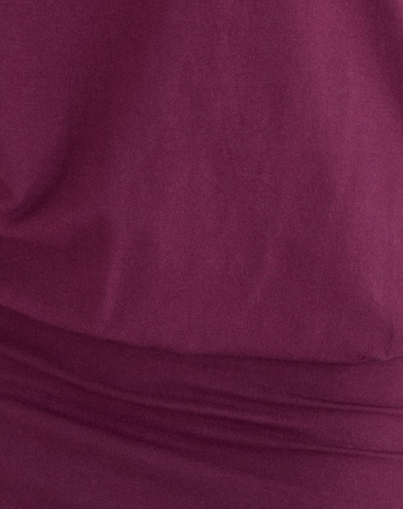 Edwina Off the Shoulder Mini Dress in Deep Purple