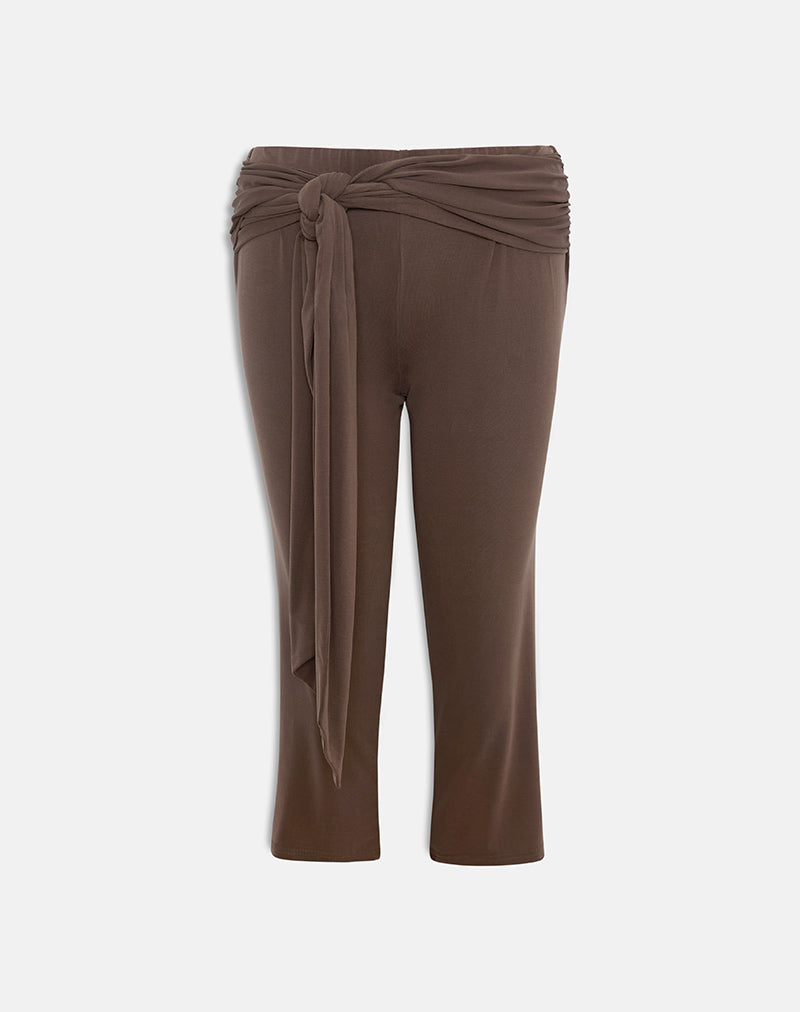 Effy Tie Side Capri in Cupro Bitter Chocolate