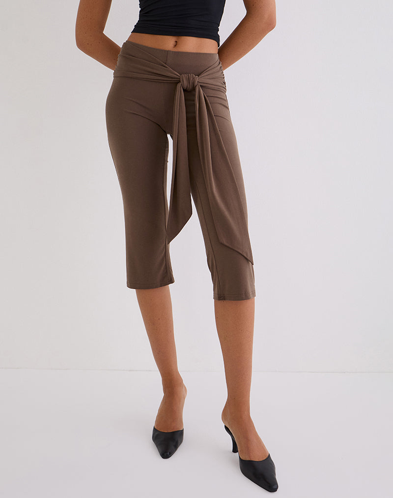 Effy Tie Side Capri in Cupro Bitter Chocolate
