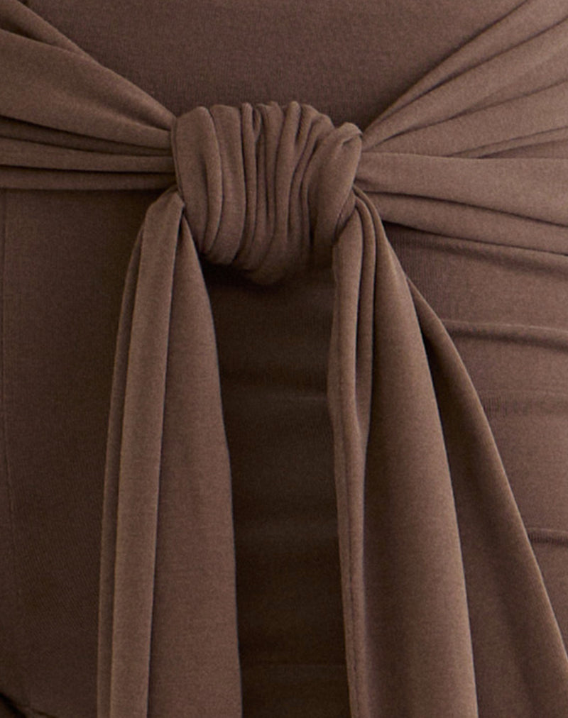 Effy Tie Side Capri in Cupro Bitter Chocolate