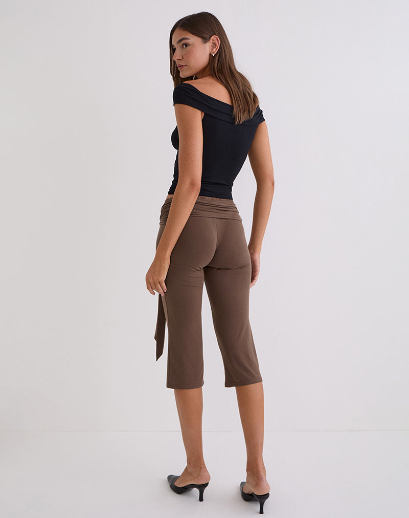 Effy Tie Side Capri in Cupro Bitter Chocolate