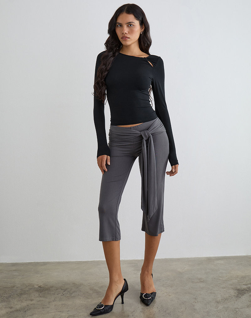 Effy Tie Side Cupro Capri in Dark Grey