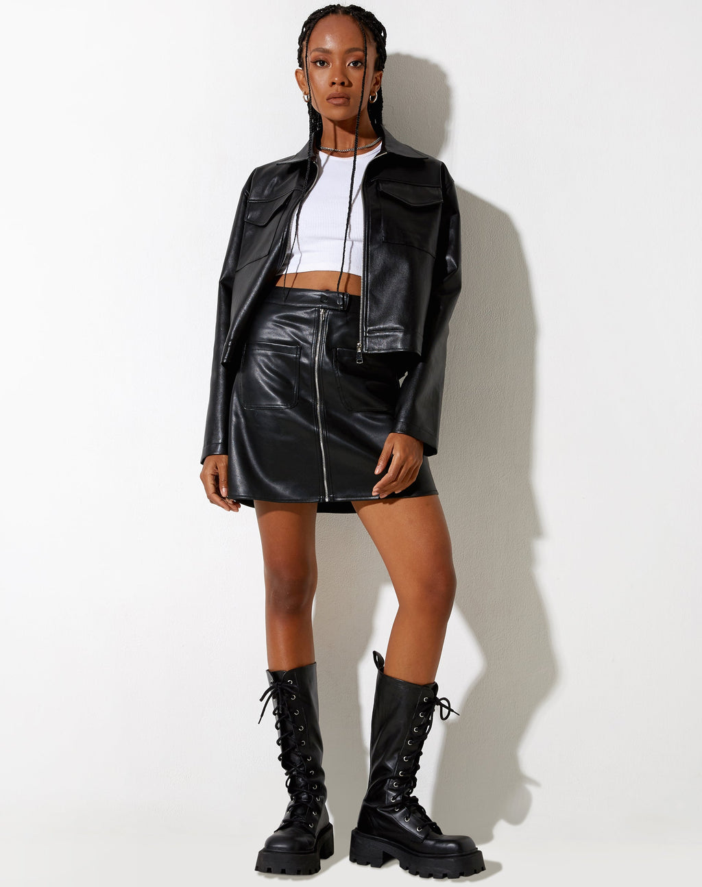 Eito Mini Skirt in PU Black