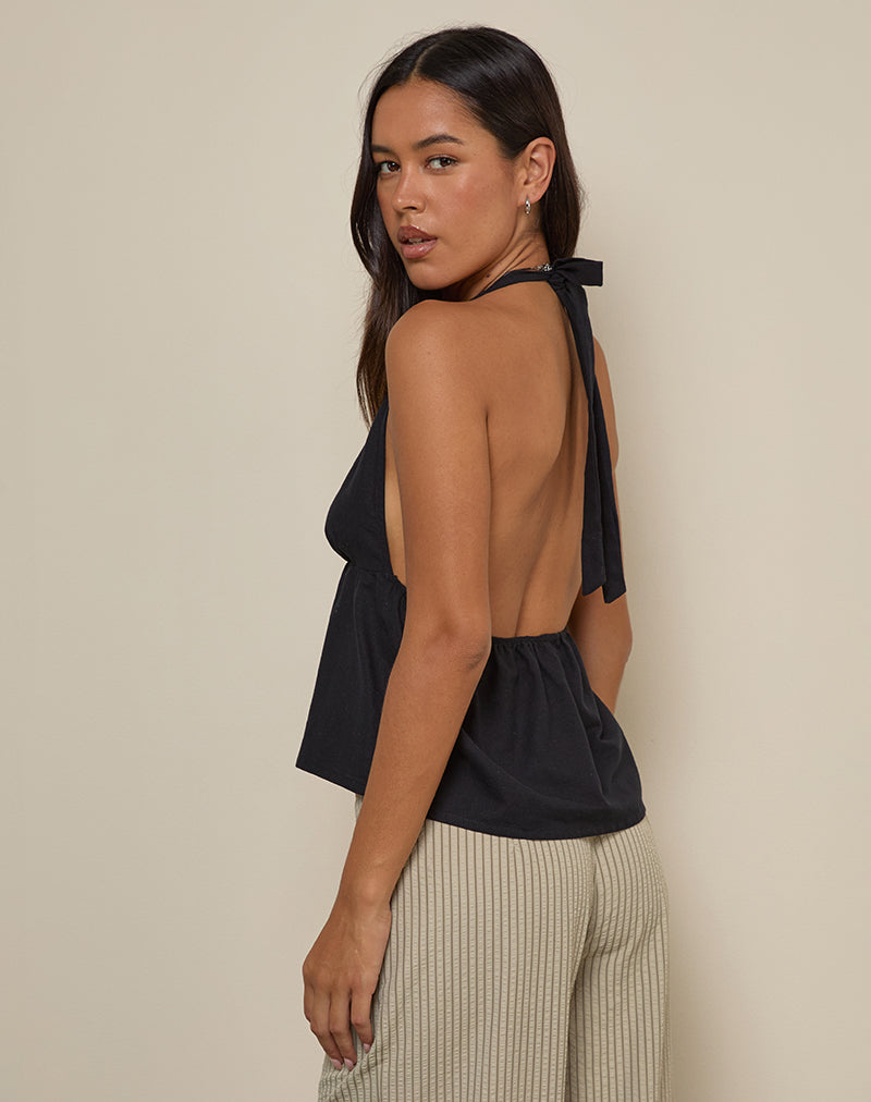 Eldana Halterneck Top in Black