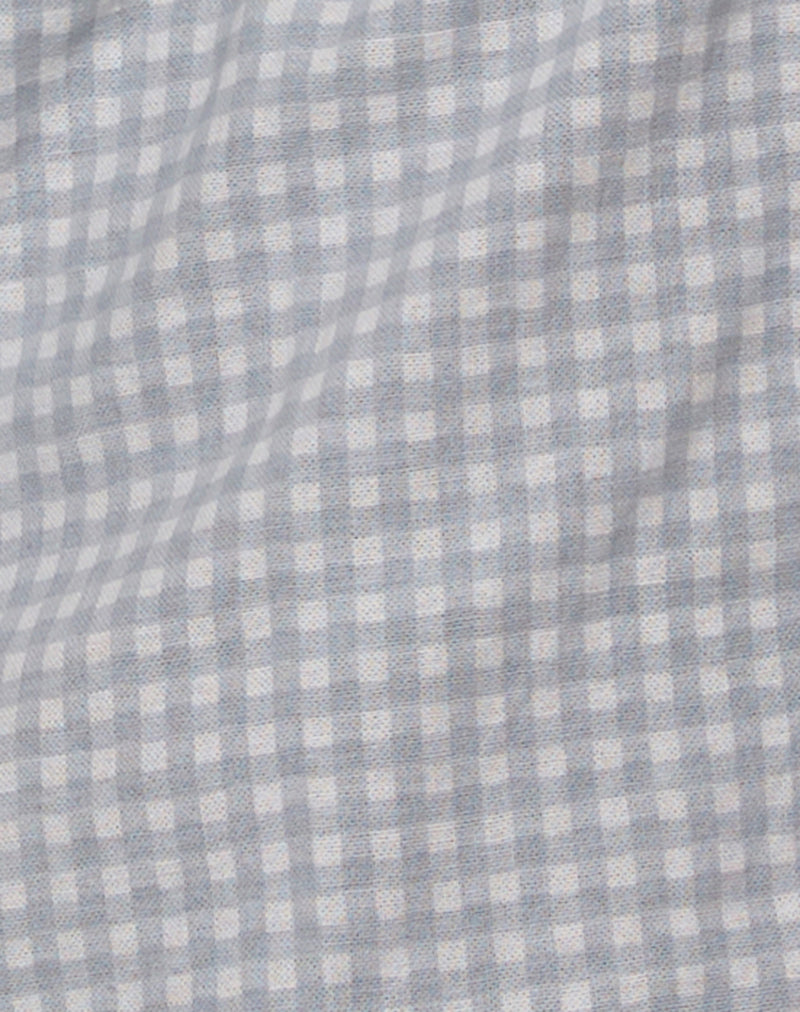 Eldana Halter Top in Mini Gingham Blue and Grey